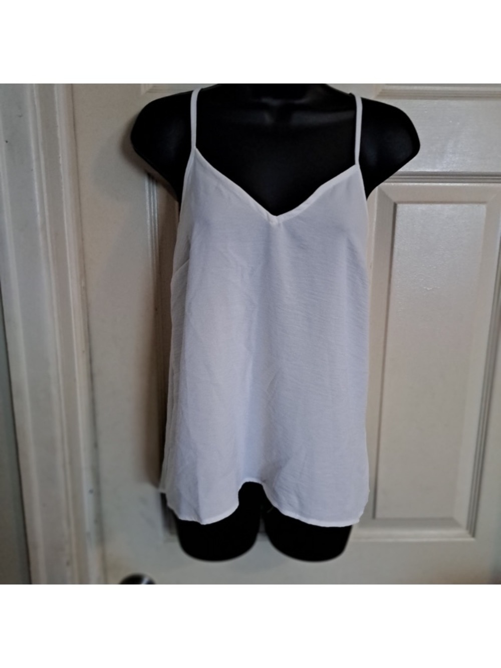 White Strappy V-Neck Women's Tank Top